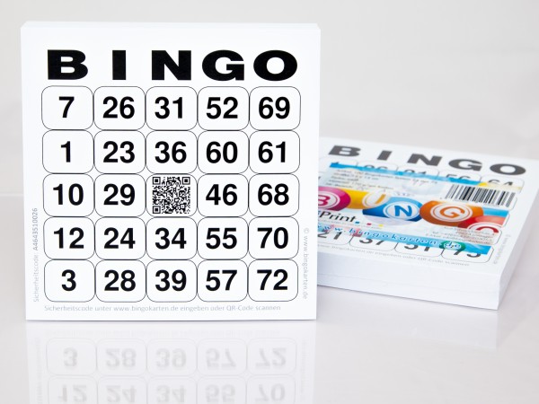 Bingokarten für Senioren 24 Zahlen aus 75 in weiß