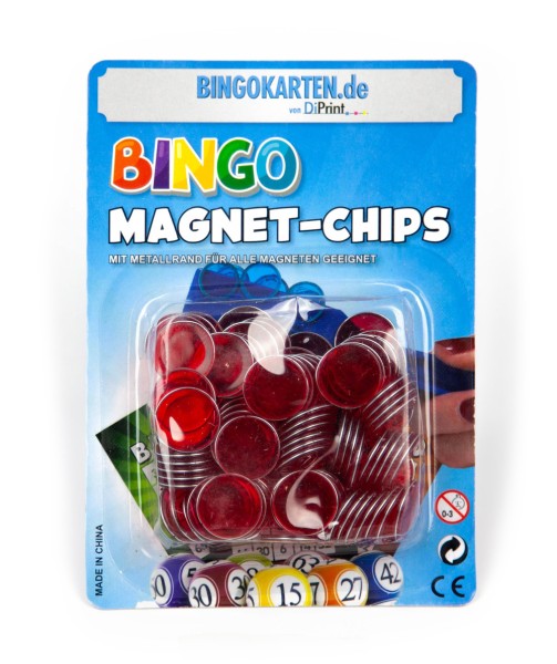 100 Bingo Chips mit Metallrand für Magnetstäbe halbtransparent 17 mm Durchmesser
