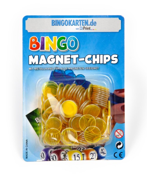 DiPrint 100 Bingo Chips mit Metallrand für Magnetstäbe halbtransparent 17 mm Durchmesser
